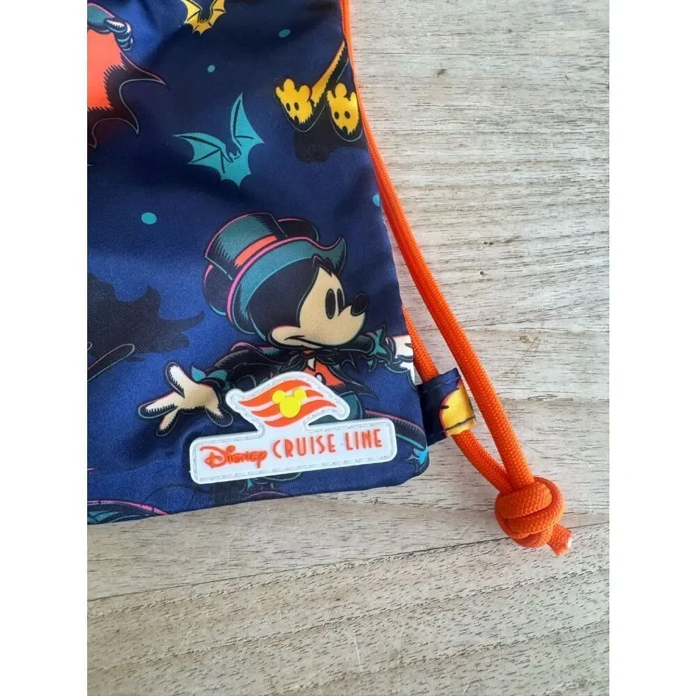 Disney cruise line Navy Halloween Character Drawstring Bag with Orange Cords